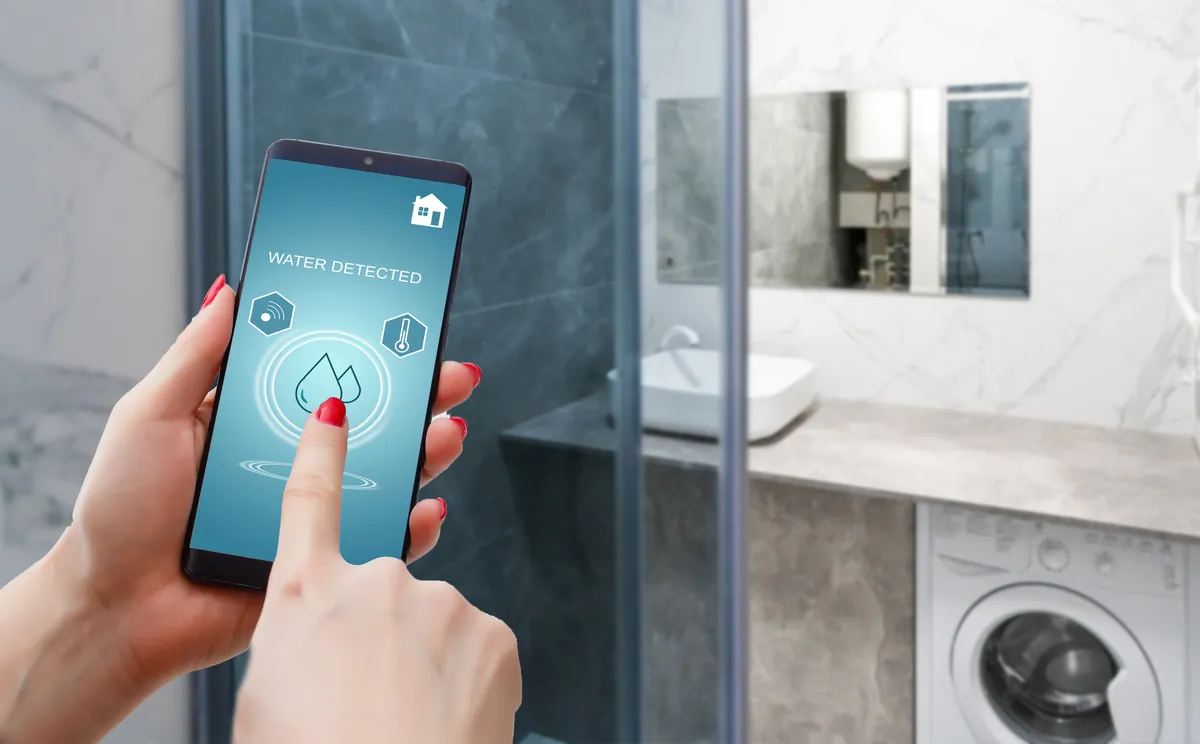Smart water leak sensor app on a phone – Leak Detection Orange County Guide for Newport Beach Properties for Newport Beach, CA homes